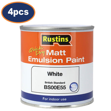 4Pcs Rustins 250ml Matte White Quick Dry Emulsion Paint