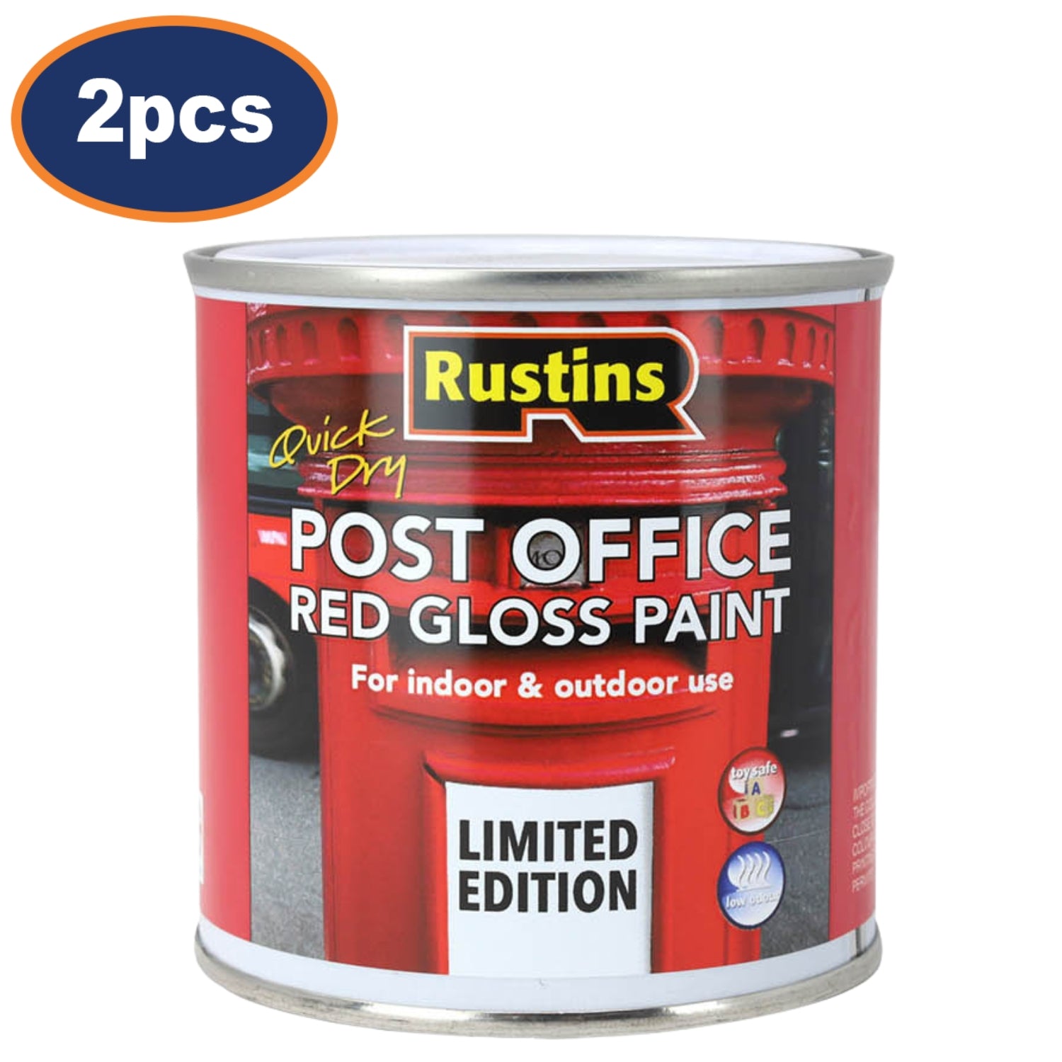 2Pcs Rustins 250ml Post Office Red Quick Dry Gloss Paint