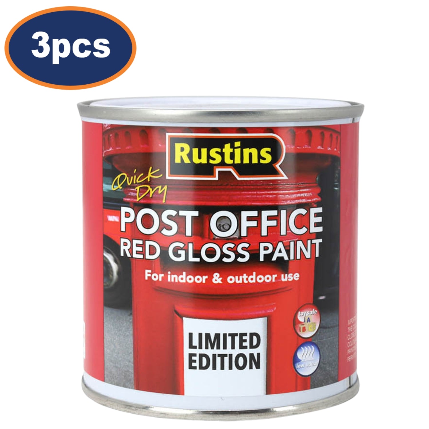 3Pcs Rustins 250ml Post Office Red Quick Dry Gloss Paint