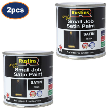 2Pcs Rustins 250ml Black Quick Dry Satin Paint
