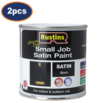 2Pcs Rustins 250ml Black Quick Dry Satin Paint