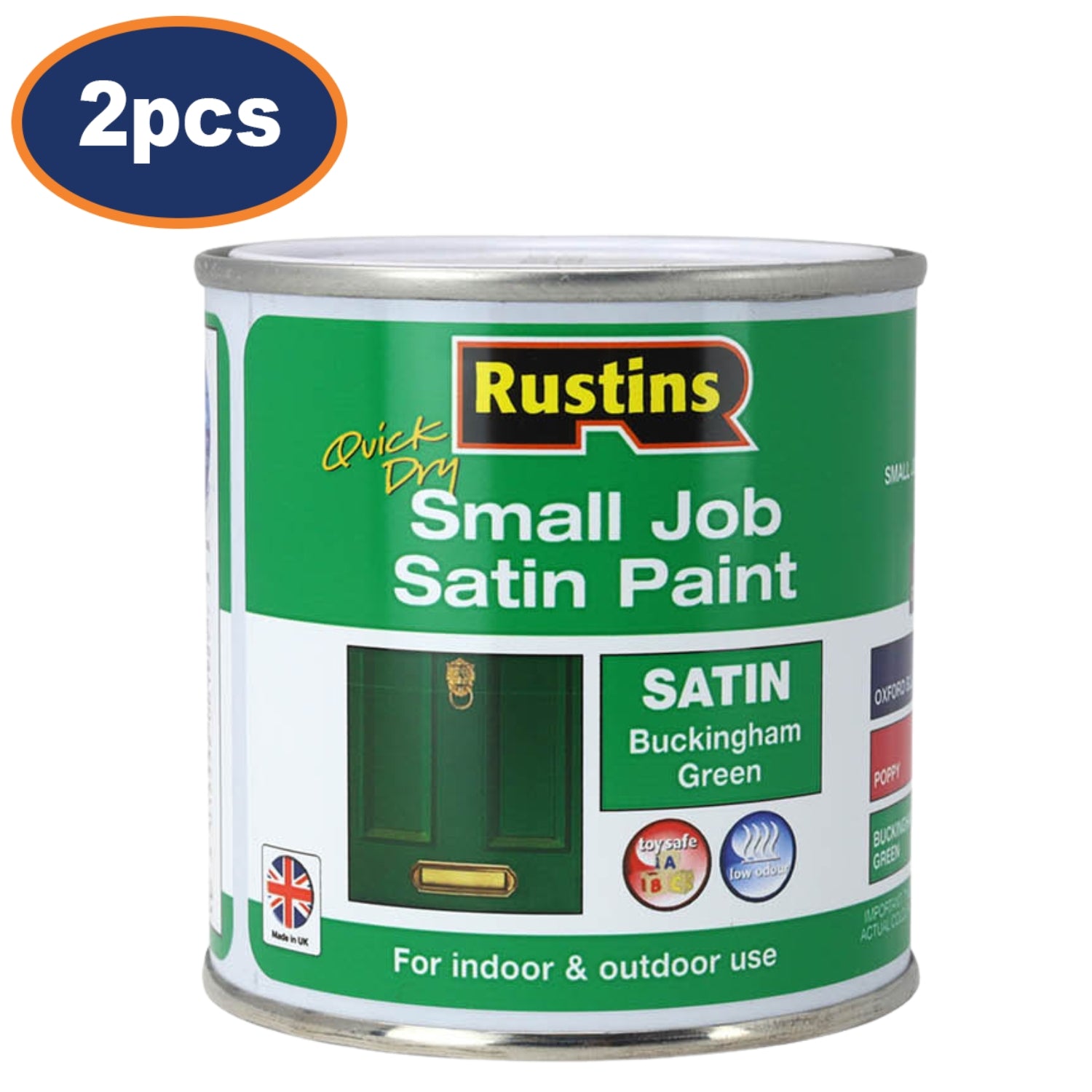 2Pcs Rustins 250ml Buckingham Green Quick Dry Satin Paint