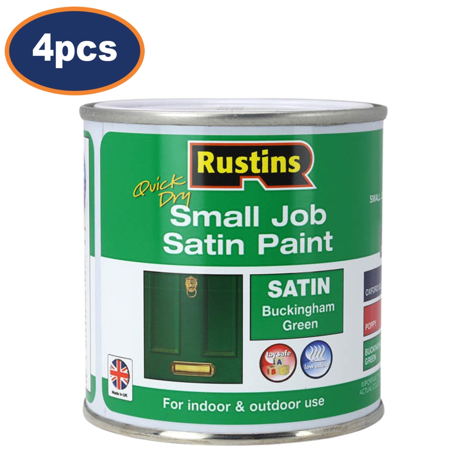 4Pcs Rustins 250ml Buckingham Green Quick Dry Satin Paint
