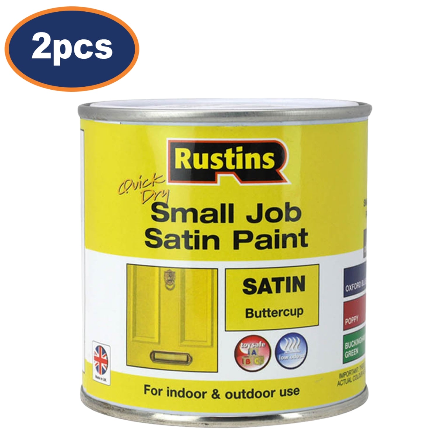 2Pcs Rustins 250ml Buttercup Yellow Quick Dry Satin Paint