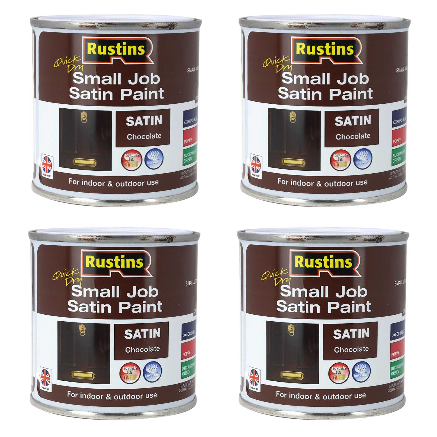 4Pcs Rustins 250ml Chocolate Brown Quick Dry Satin Paint