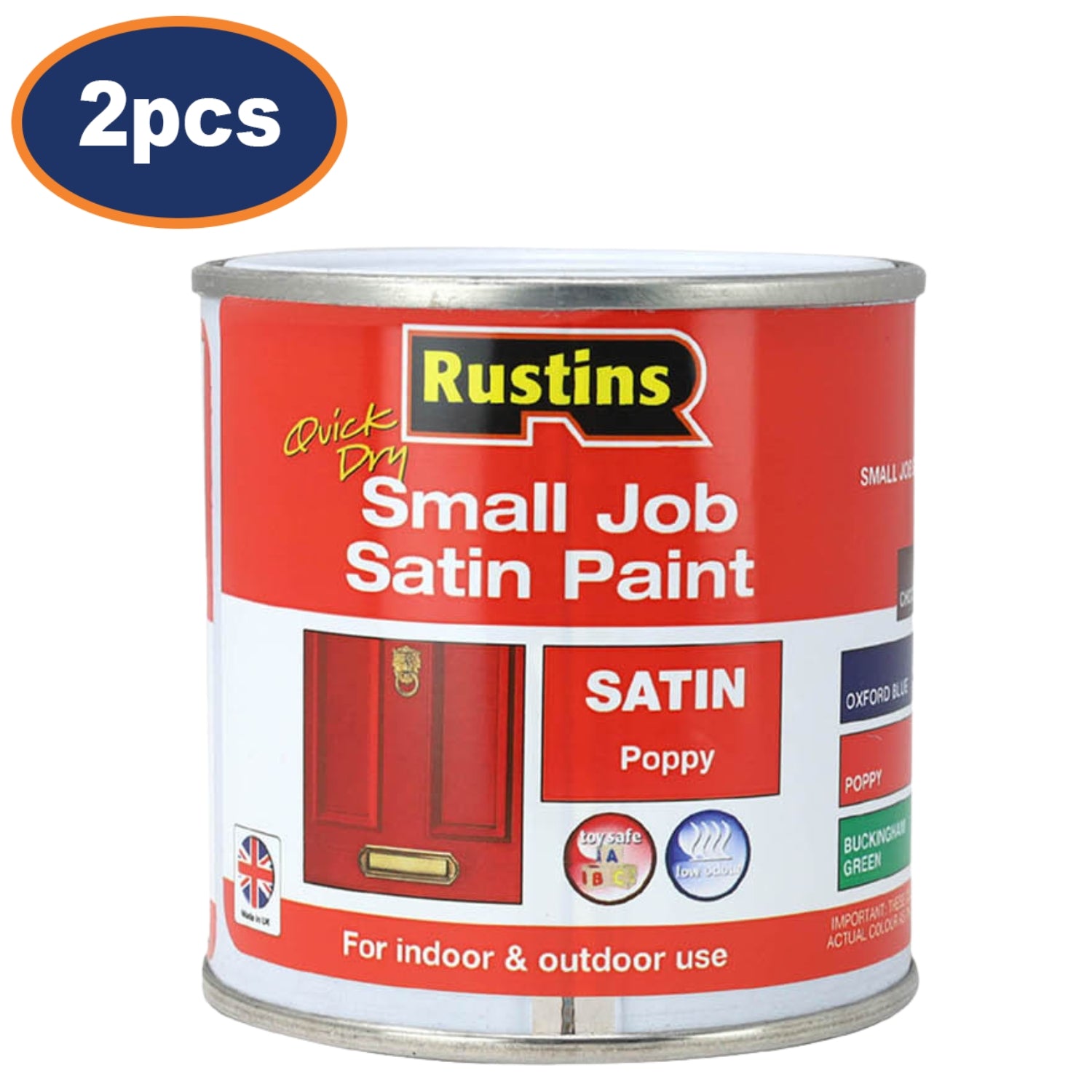 2Pcs Rustins 250ml Poppy Red Quick Dry Satin Paint