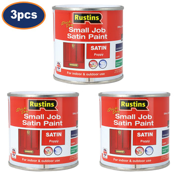 3Pcs Rustins 250ml Poppy Red Quick Dry Satin Paint