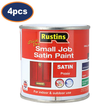 4Pcs Rustins 250ml Poppy Red Quick Dry Satin Paint