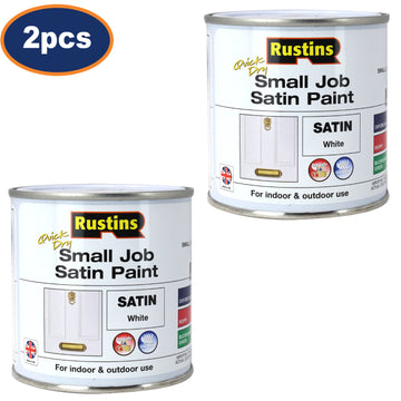 2Pcs Rustins 250ml White Quick Dry Satin Paint