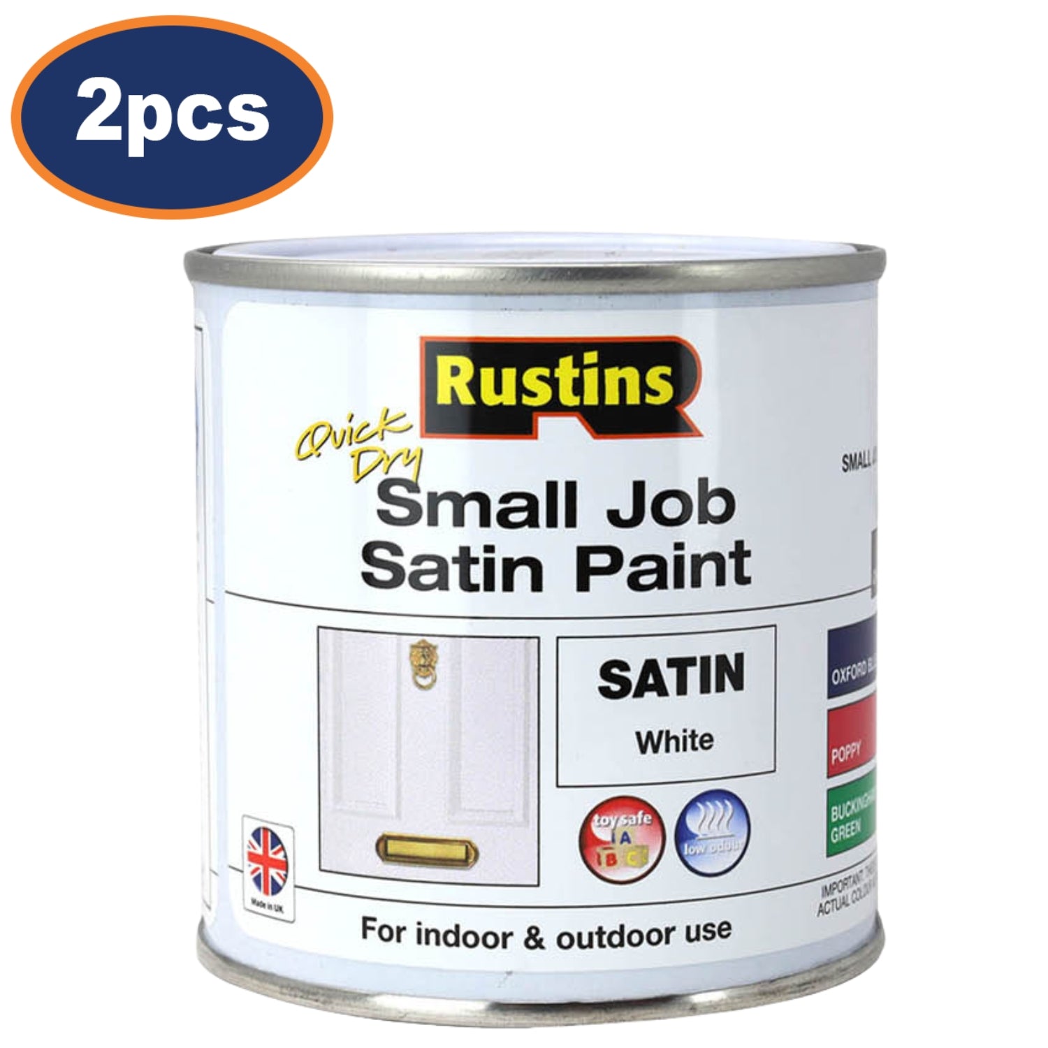 2Pcs Rustins 250ml White Quick Dry Satin Paint