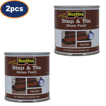 2Pcs Rustins Step & Tile 250ml Tile Red Quick Dry Gloss Paint