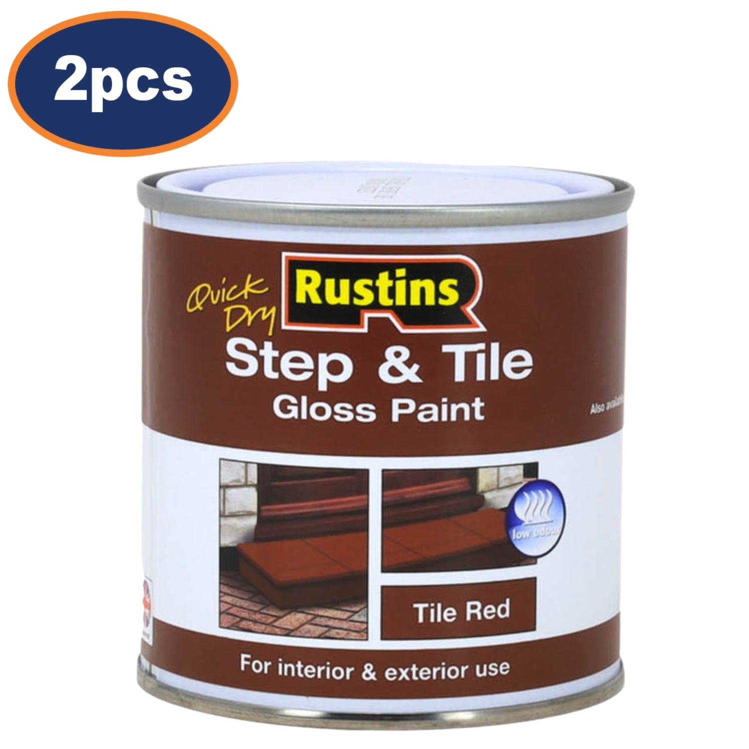 2Pcs Rustins Step & Tile 250ml Tile Red Quick Dry Gloss Paint