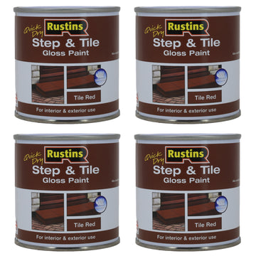 4Pcs Rustins Step & Tile 250ml Tile Red Quick Dry Gloss Paint