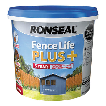 Ronseal Fence Life Plus Shed & Fence Paint - 5L Cornflower