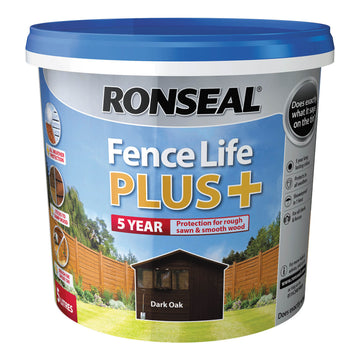 Ronseal Fence Life Plus Shed & Fence Paint - 5L Dark Oak
