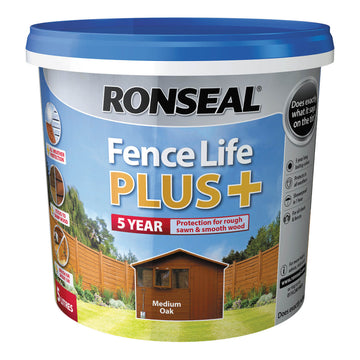 Ronseal Fence Life Plus Shed & Fence Paint - 5L Medium Oak