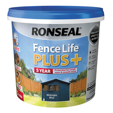 Ronseal Fence Life Plus Shed & Fence Paint - 5L Midnight Blue