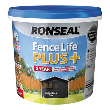 Ronseal Fence Life Plus Shed & Fence Paint - 5L Tudor Black