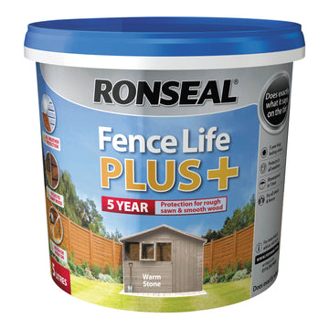 Ronseal Fence Life Plus Shed & Fence Paint - 5L Warm Stone
