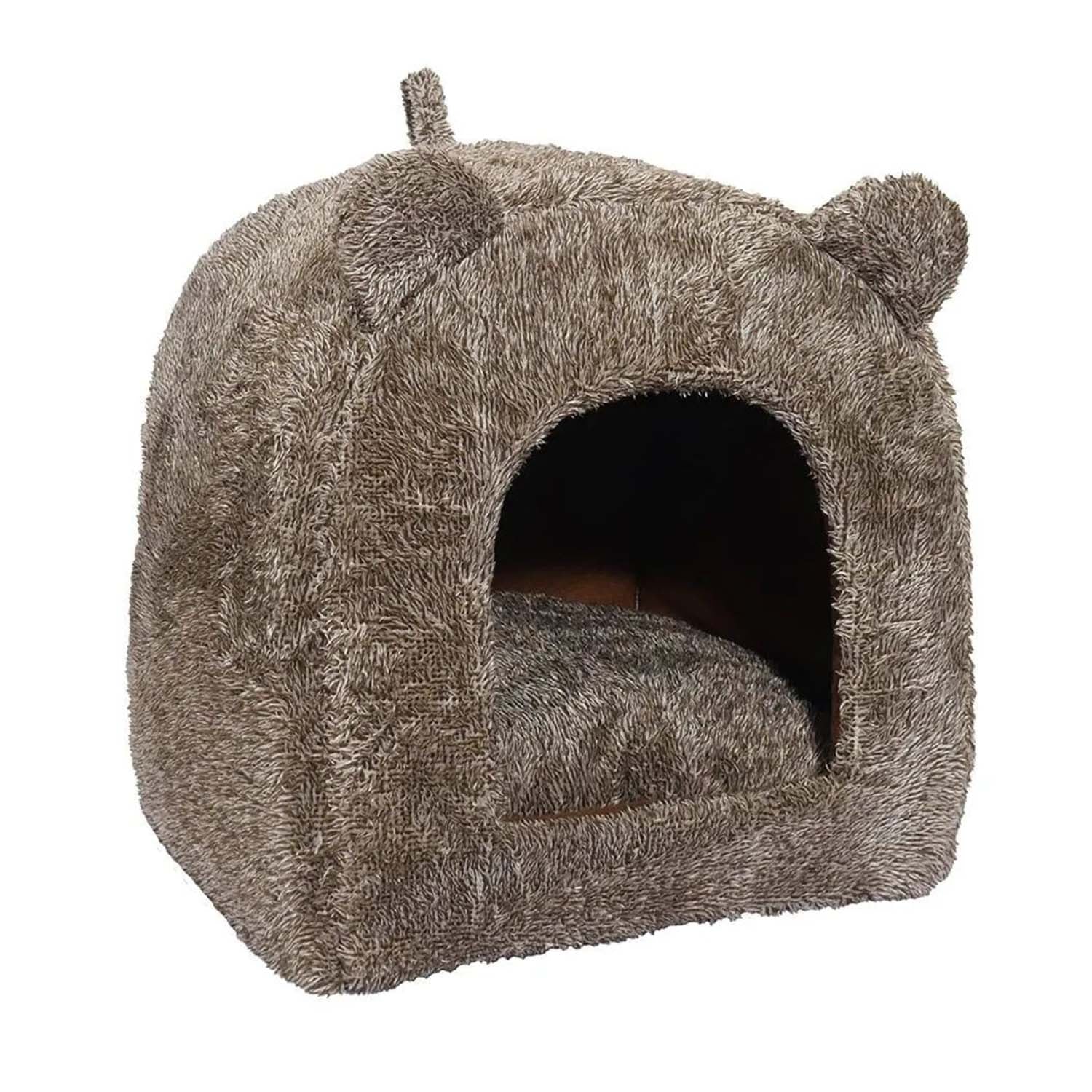 Brown Teddy Bear Design Cat Cave Bedding