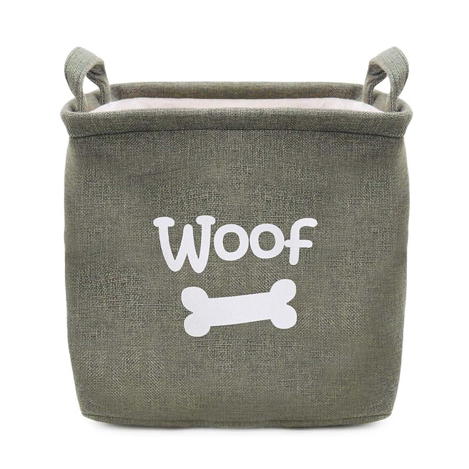 Forest Green Canvas Collapsible Pet Toy Basket