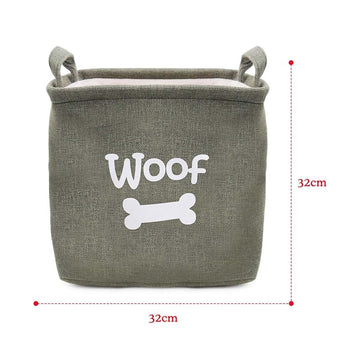 Forest Green Canvas Collapsible Pet Toy Basket