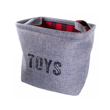 Grey Canvas Collapsible Pet Toy Basket