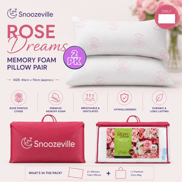 2pk Rose Memory Foam Pillows