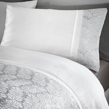 Luxury Embellished Shimmer Sequins Duvet Cover Set, King, White