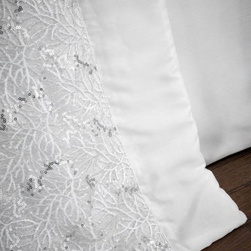 Embellished Shimmer Sequins Quilted Bed Runner, White