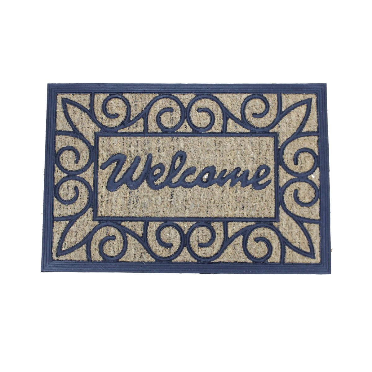 60x40cm Coir Door Mat Welcome Panama Rubber