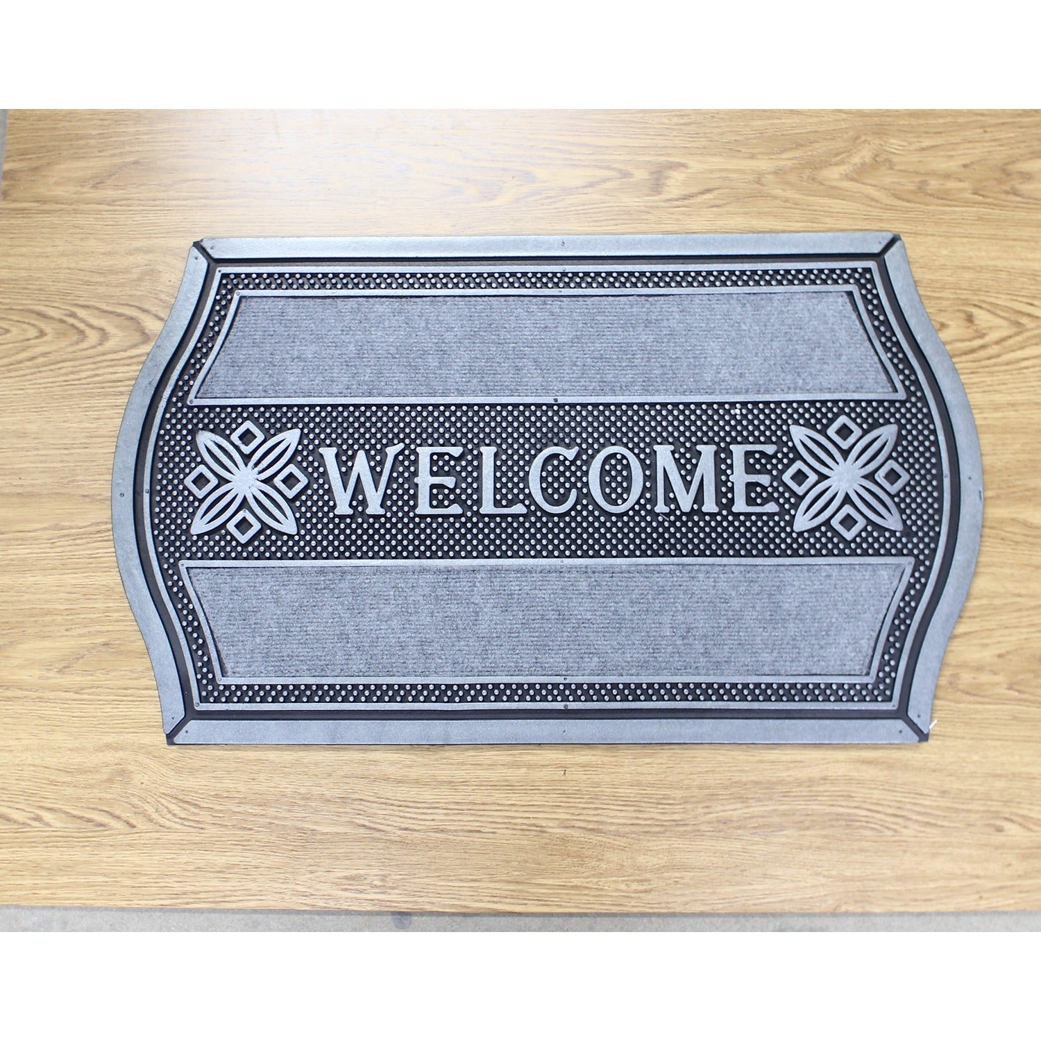 75x45cm Silver Cutaway Design Classic Rubber Door Mat