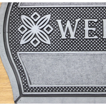 75x45cm Silver Cutaway Design Classic Rubber Door Mat