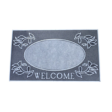 75x45cm Silver Welcome Design Classic Rubber Door Mat