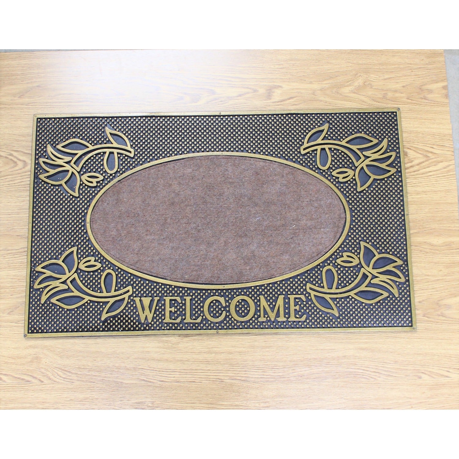 75x45cm Gold Welcome Design Classic Rubber Door Mat