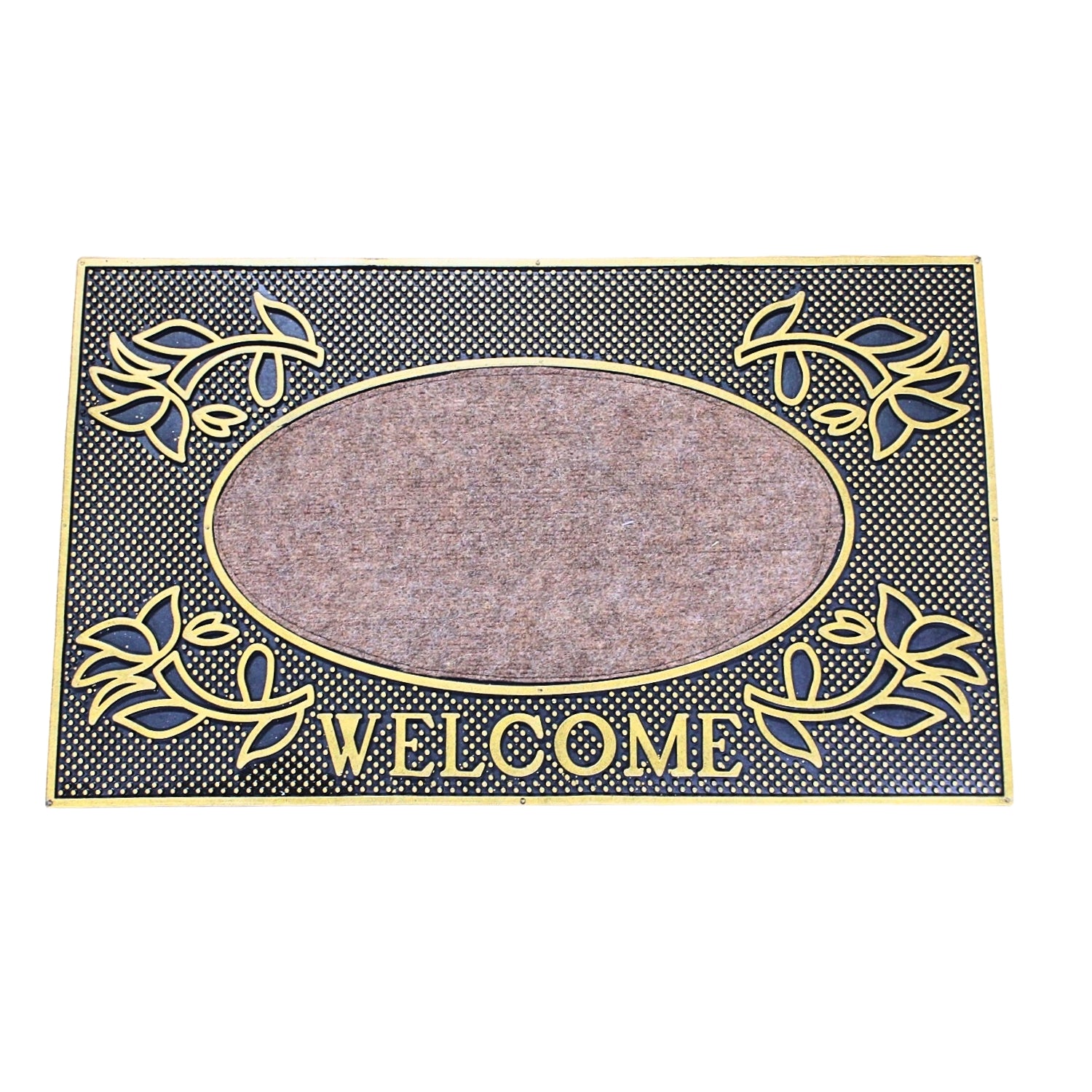 75x45cm Gold Welcome Design Classic Rubber Door Mat