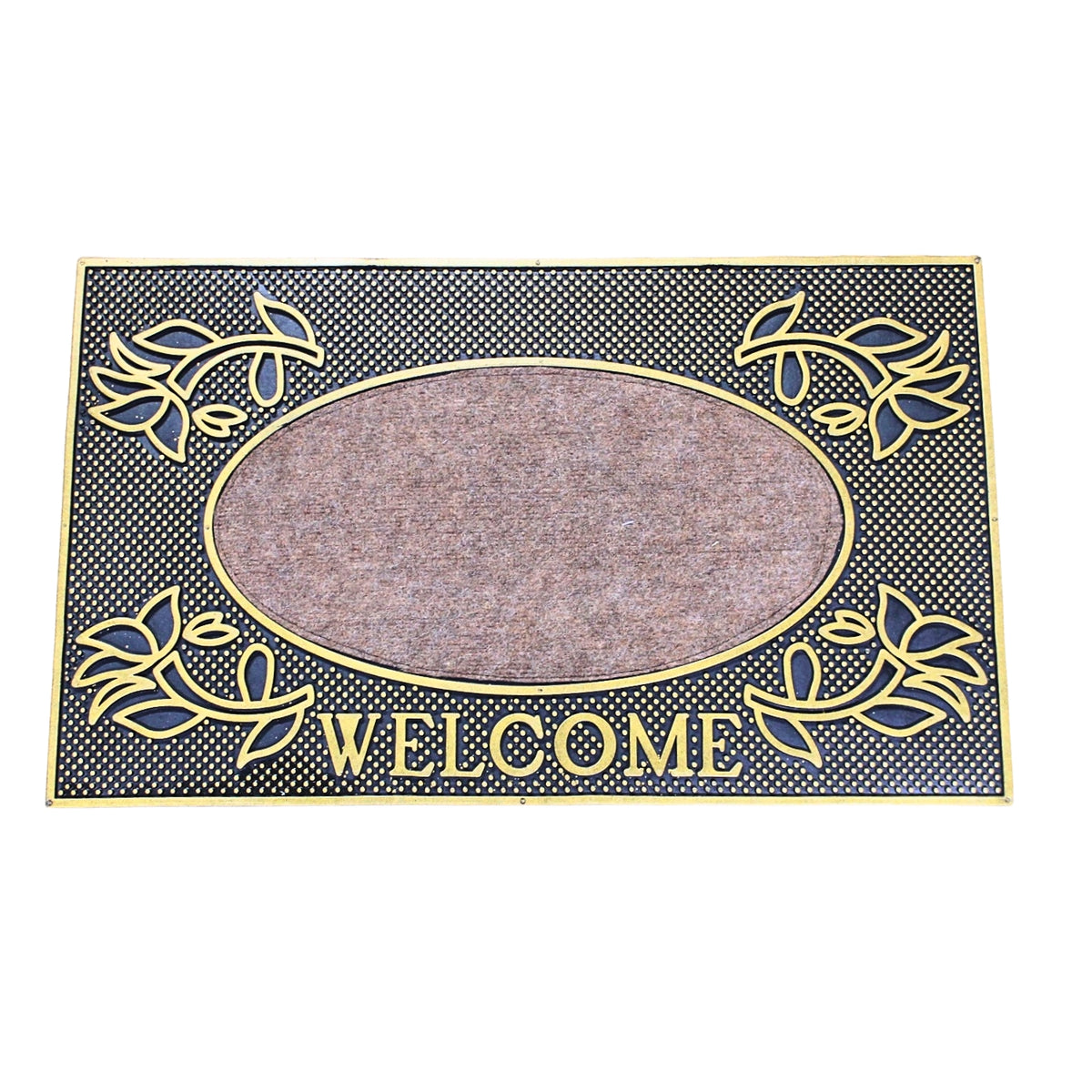 75x45cm Gold Welcome Design Classic Rubber Door Mat