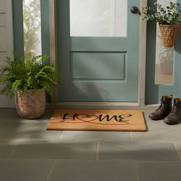 60x40cm PVC Coir Home Heart Design Door Mat