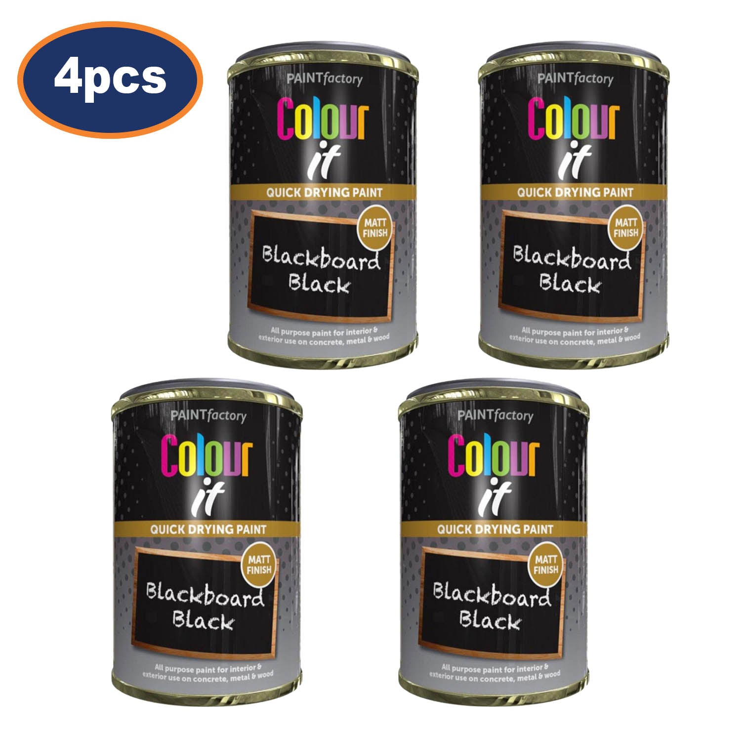 4Pcs 300ml Blackboard Black Matte Finish Quick Drying Paint