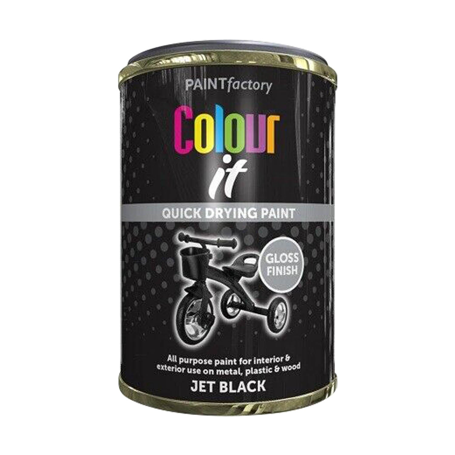 300ml Colour It Black Gloss Finish Quick Drying Paint