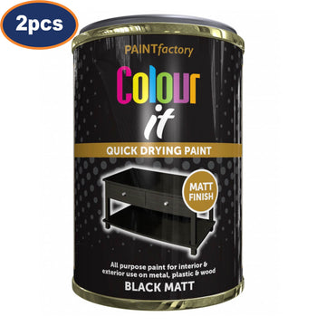 2Pcs 300ml Wood & Metal Matte Black Quick Drying Paint