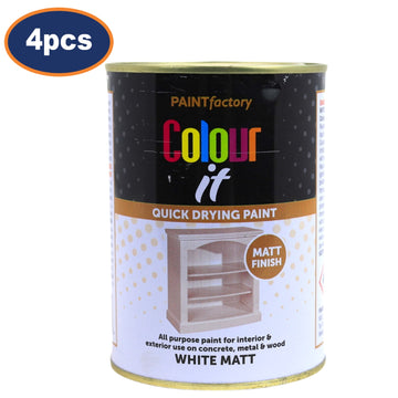 4Pcs Paint Factory 300ml Matt White Paint