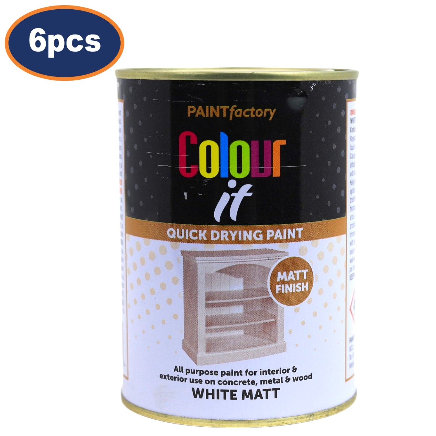 6Pcs Paint Factory 300ml Matt White Paint