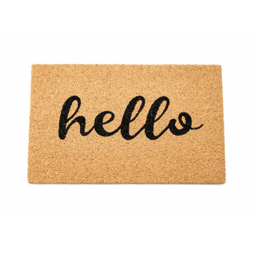 60x40cm Coir Door Mat Hello Cursive Text