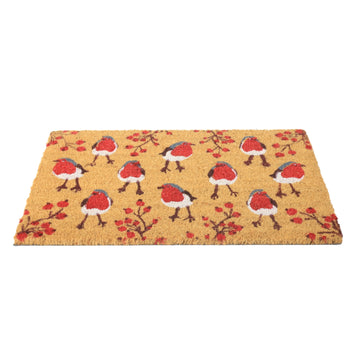 60x40cm Christmas Robins Coir Doormat
