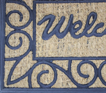 60x40cm Coir Door Mat Welcome Panama Rubber