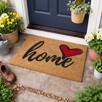 60x40cm Coir Door Mat Red Heart