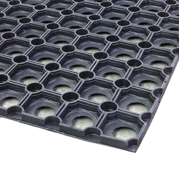 60x40cm Heavy Duty Rubber Hollow Door Mat - Grey