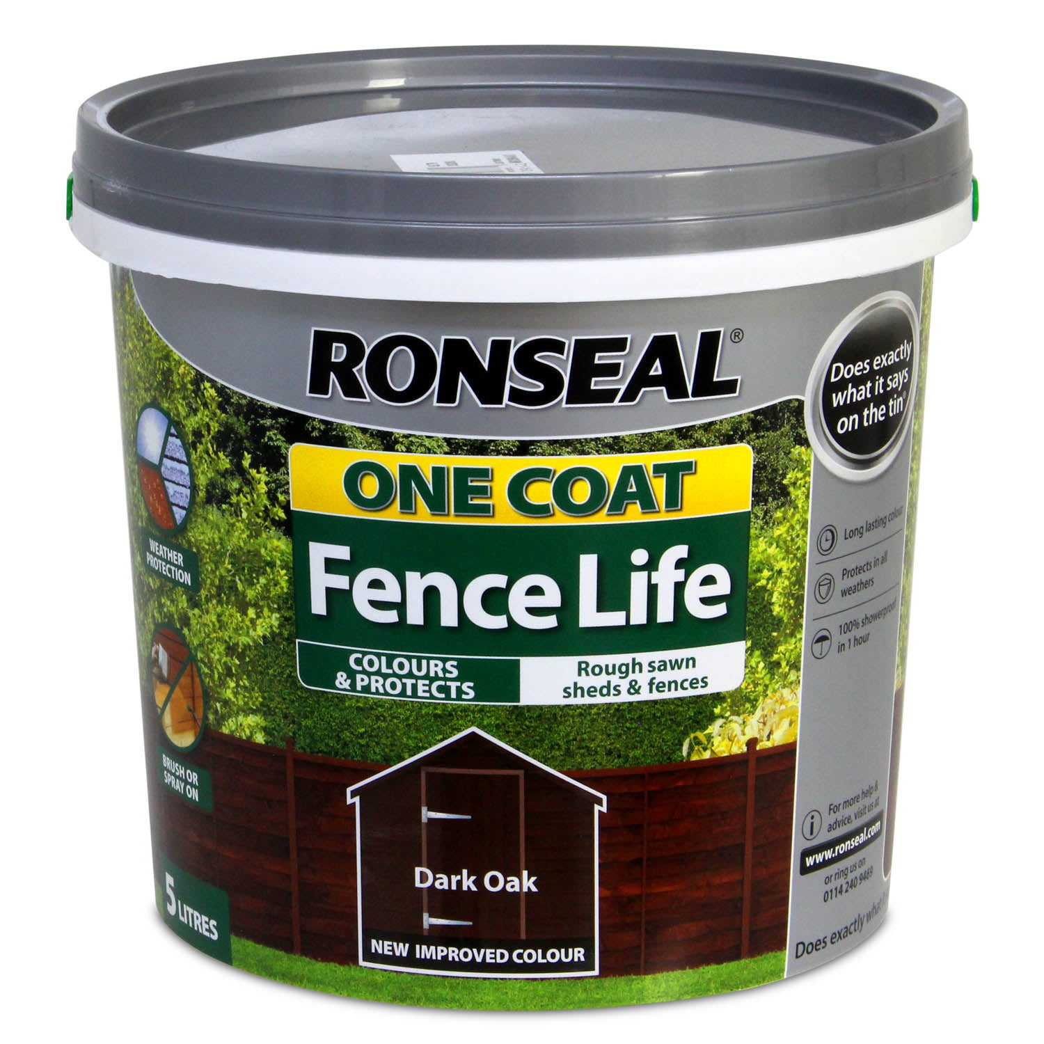 Ronseal One Coat Fence Life Paint - 5L Dark Oak