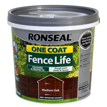 Ronseal One Coat Fence Life Paint - 5L Medium Oak